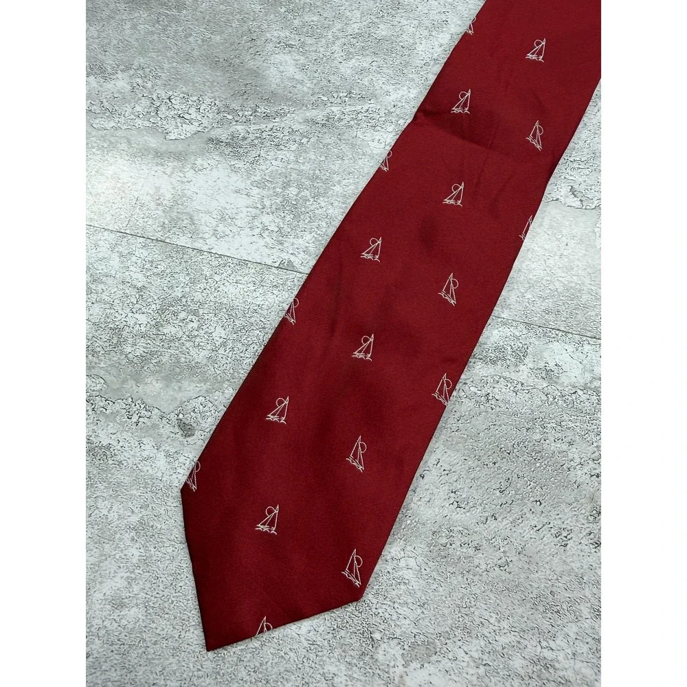 Prodotto Di Lusso Tie Mens Red Silk Handmade Italy Nautical Embroidered Pointed